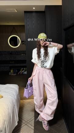 2026夏季新款韩版多巴胺速干显瘦工装裤女气质休闲慵懒百搭阔腿裤