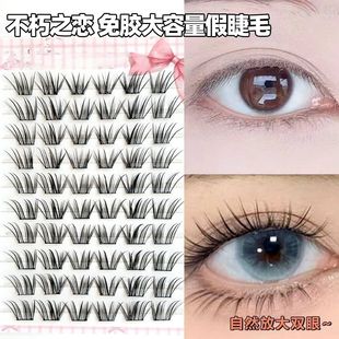 不朽之恋假睫毛免胶初学者日系新手嫁接卷翘薄片分段柔软睫毛