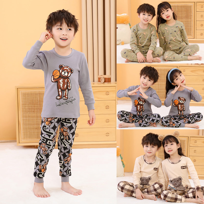 男童春秋季长袖全棉内穿家居服