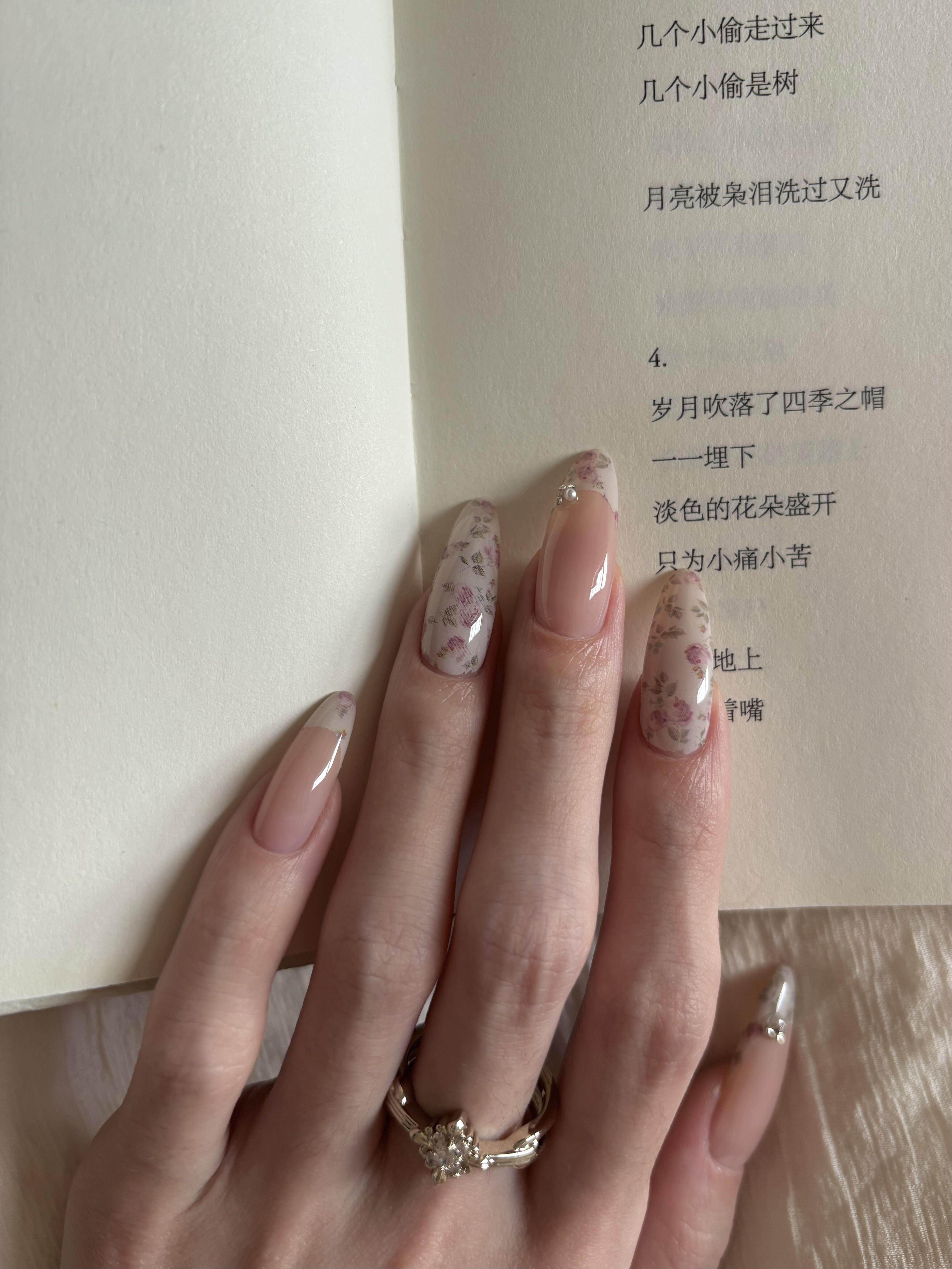 【法式田园】碎花纯手工穿戴甲中长款美甲高级感ins风印花小清新