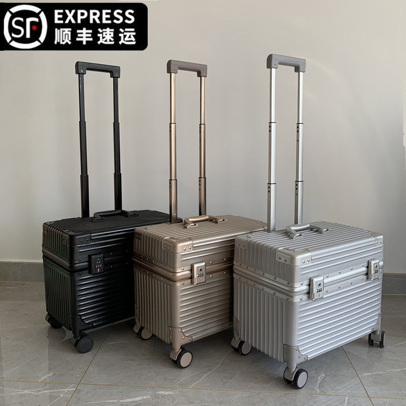 出口日本pc铝框拉杆箱上开口电脑行李箱商务摄影机长箱18寸登机箱