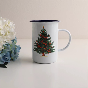 印记搪瓷 出口美国 圣诞树系列咖啡杯高口杯牛奶杯茶杯水杯奶泡杯