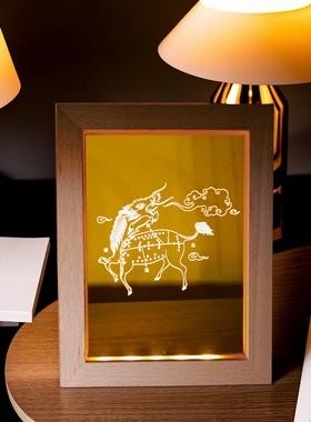 河图洛书发光摆件USBLED NightLight 实木精雕细琢夜灯河圖洛書灯