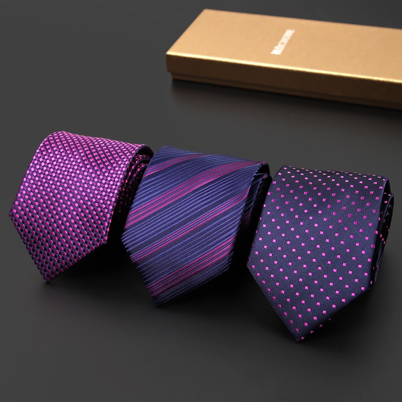 新款深紫色暗紫色领带男正装商务休闲结婚新郎款8cm略窄版包邮-封面