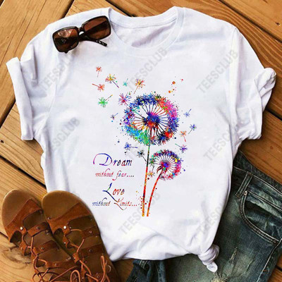 Colourful Dandelion T Shirt 欧美风夏季彩色蒲公英印花男女T恤