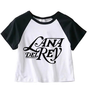 Lana Del Rey crop top夏季热卖娜·德雷短装露脐装圆领T恤打底