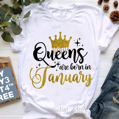 Queen Are Born In Women  T-Shirt 个性女王生日月份印花短袖T恤