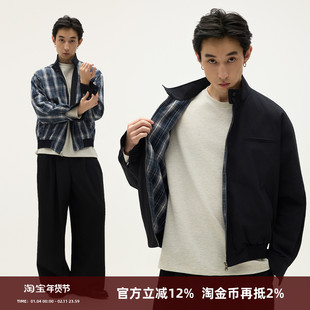 SOMENUM森林 25AW「优雅双面穿」老钱秋冬男女短款格纹哈灵顿夹克