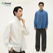 衬衫 SOMENUM森林 25AW「莱赛尔棉混纺」刺绣男女老钱百搭亲肤长袖