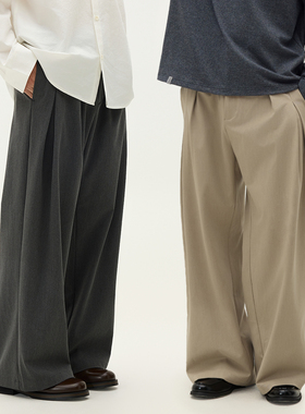 SOMENUM森林 25AW 「大A字褶」优雅老钱男女秋冬厚实复合廓形西裤