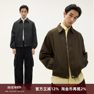 SOMENUM森林25AW「拼接垫肩」老钱休闲通勤外套男女水洗条纹夹克