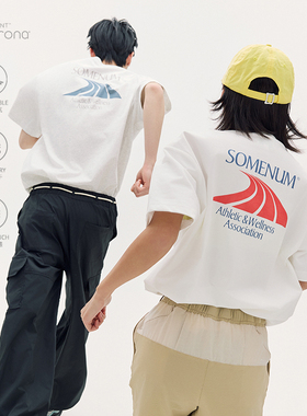 SOMENUM森林 凉感男女宽松透气跑步健身夏季 运动跑道印花短袖T恤