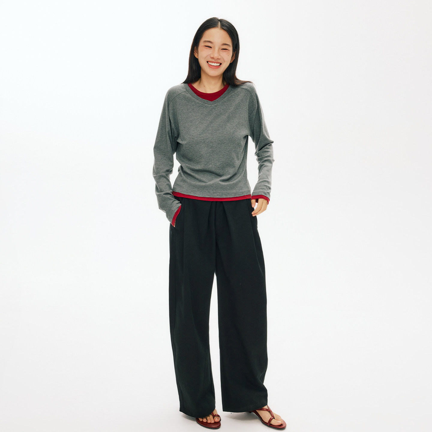 SOMENUM森林 26AW「温暖羊毛混纺」短款女假两件拼色亲肤针织长袖