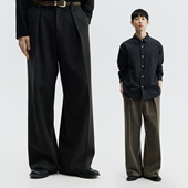 休闲长裤 SOMENUM森林 26SS「细腻绒感」对褶男女宽松直筒通勤西裤