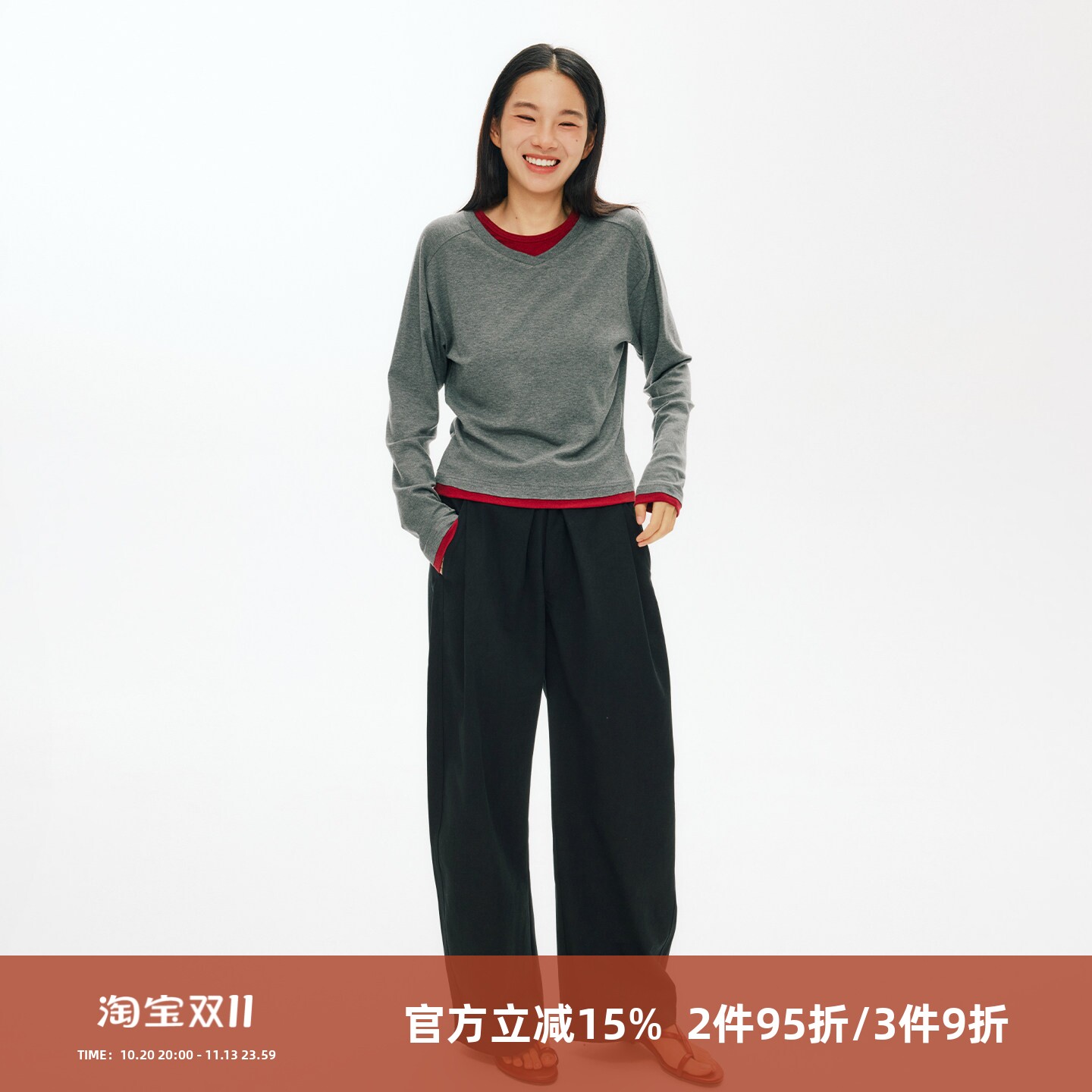SOMENUM森林 26AW「温暖羊毛混纺」短款女假两件拼色亲肤针织长袖