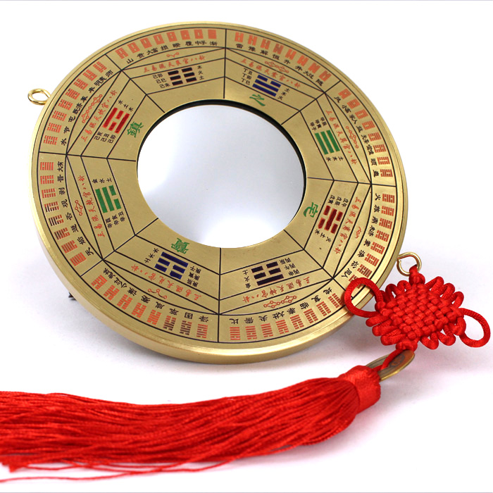 黄铜+木头+玻璃九宫八卦镜