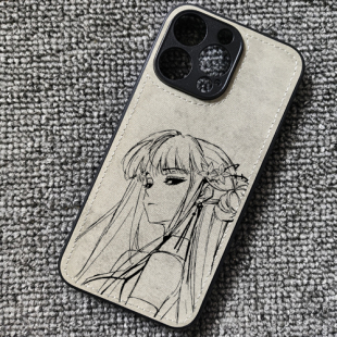 线稿犬夜叉桔梗动漫周边布纹手机壳适用iphone16苹果17华为mate60荣耀WINrt小米17红米K90一加15iqoo13oppo
