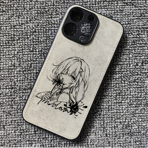 素描鸣潮弗洛洛游戏周边布纹手机壳适用iphone16promax苹果17华为mate70荣耀WIN小米15红米K80一加13iqooneo9