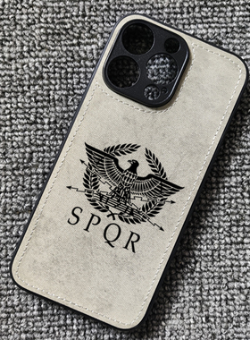 罗马帝国鹰权杖旗帜标志SPQR布纹手机壳适用iphone16苹果15华为P60小米14红米K70至尊iqooneo8一加ACE3IQOO13