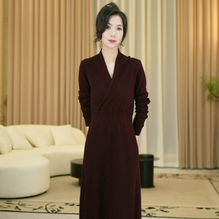 宝儿姐LEMONDISIN 秋季新款优雅显瘦长款连衣裙时尚气质连衣裙