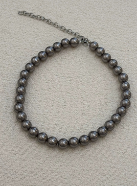 宝儿姐 LEMONDISIN仿珍珠简约气质时尚灰色珍珠项链