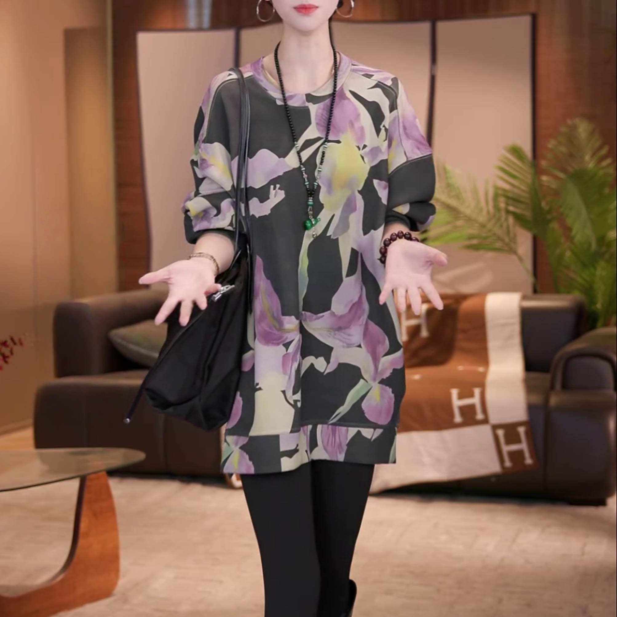 新款高档气质显瘦套头长袖上衣