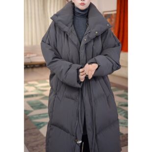 洋气设计感绑带收腰显瘦中长款 时尚 保暖大气纯色棉服 新款 2025冬季