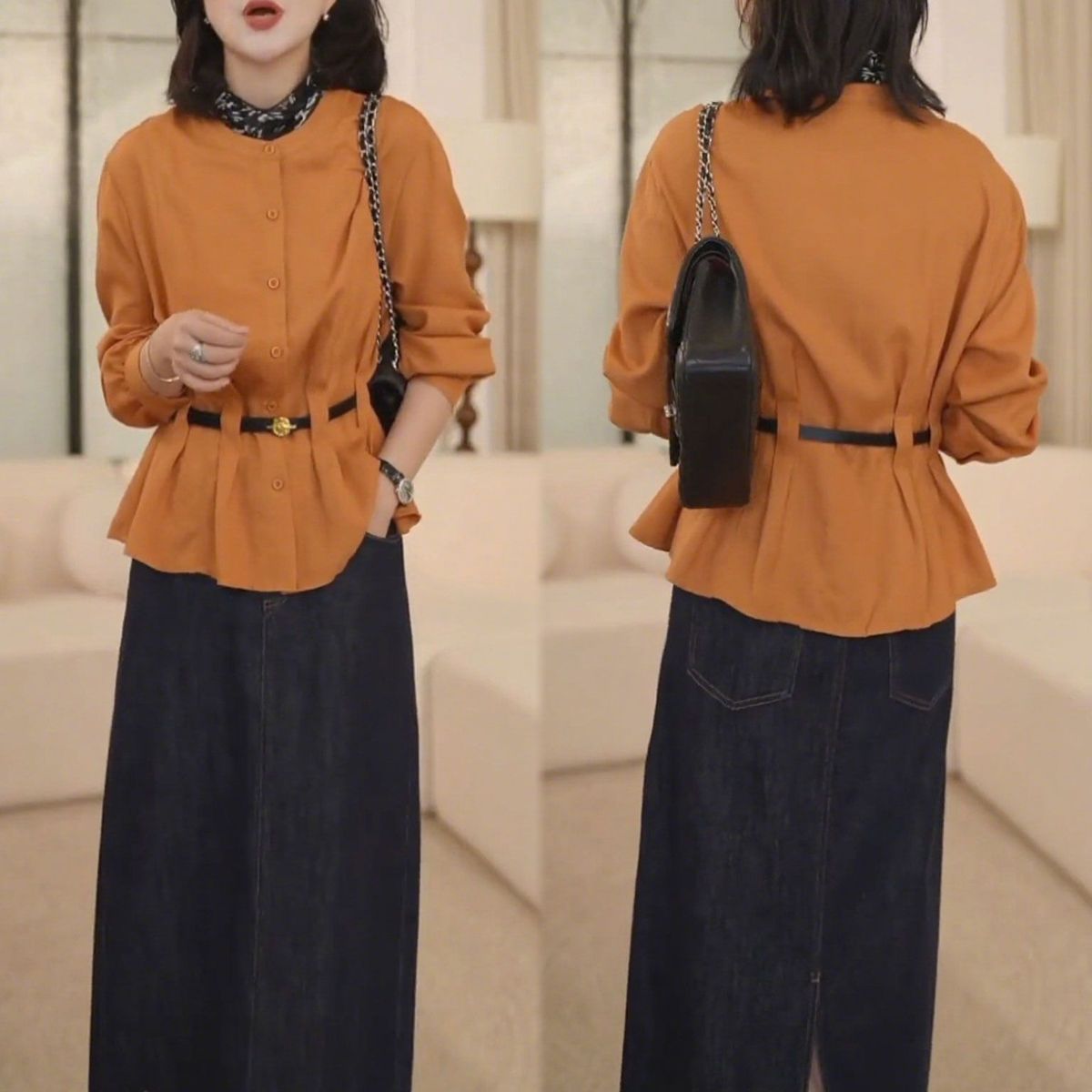 韩系独特超好看衬衫上衣2025秋季新款时尚洋气设计感收腰显瘦小衫
