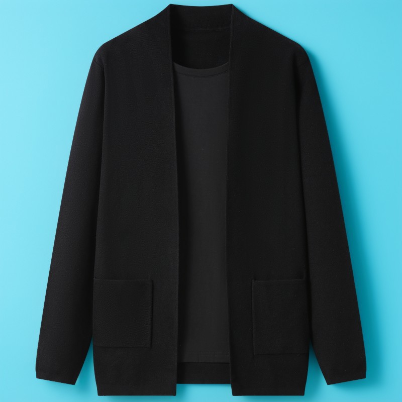 恒源祥内衬假两件披风针织衫男款2025秋季新款针织开衫男外搭上衣