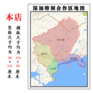 深汕特别合作区地图1.15m广东省折叠版客厅装饰画沙发背景墙壁画