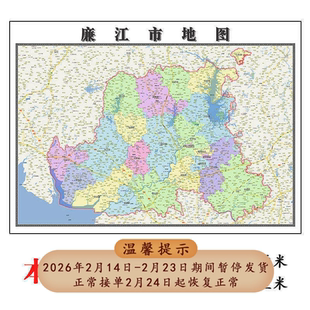 廉江市地图1.15m广东省湛江市折叠版客厅装饰画办公室会议室贴画
