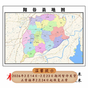 阳谷县折叠版地图1.15m山东省聊城市入户门装饰画客厅墙贴新款