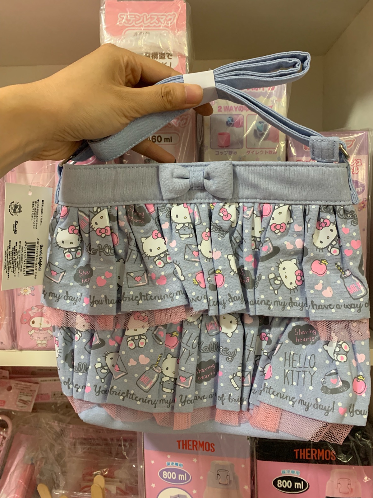 两件包邮清货日本正品 HELLO KITTY凯蒂猫荷叶边儿童小拎包手拎包