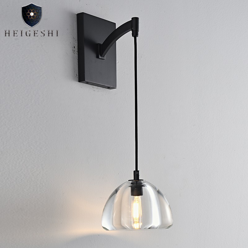 美式乡村全铜复古玻璃壁灯中古风简约走廊过道设计师古铜色壁灯