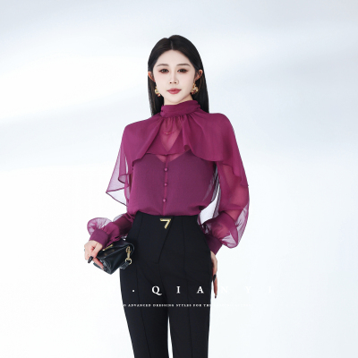 雪纺披肩斗篷微透防晒显瘦上衣