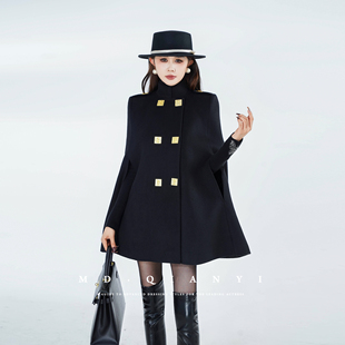 休闲百搭保暖女装 冬季 羊毛妮子披肩斗篷 墨色雅韵 MD千亿