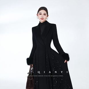 羊毛优雅百搭A摆修身 2025冬季 外套连衣裙 高调时尚 MD千亿