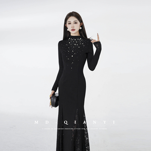 冬日女主 拼接长袖 2025冬季 显瘦修身 连衣裙 时尚 MD千亿