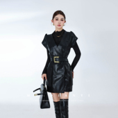 MD千亿 设计感气质皮衣马甲优雅百搭 减龄短款 幕尼黑夜 2025秋季