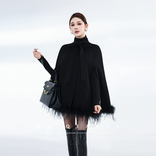 法式 2025冬季 双面设计拼接斗篷羊毛外套 优雅简行 MD千亿