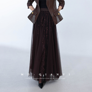 MD千亿【风铃幻想】2025秋季时尚显瘦气质蕾丝拼半身裙百搭高级感