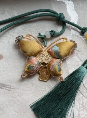 手作宋锦项链孤品手工编织葫芦蝴蝶车挂件饰品