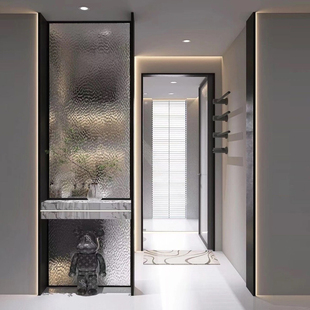 现代高级简约洗漱台浴室隔断 干湿区半墙屏风整装置物架定制