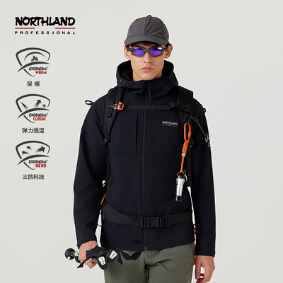 诺诗兰户外徒步加绒软壳外套