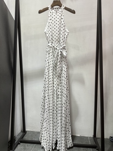 夏季 复古波点无袖 压褶大䙓长款 连衣裙 经典