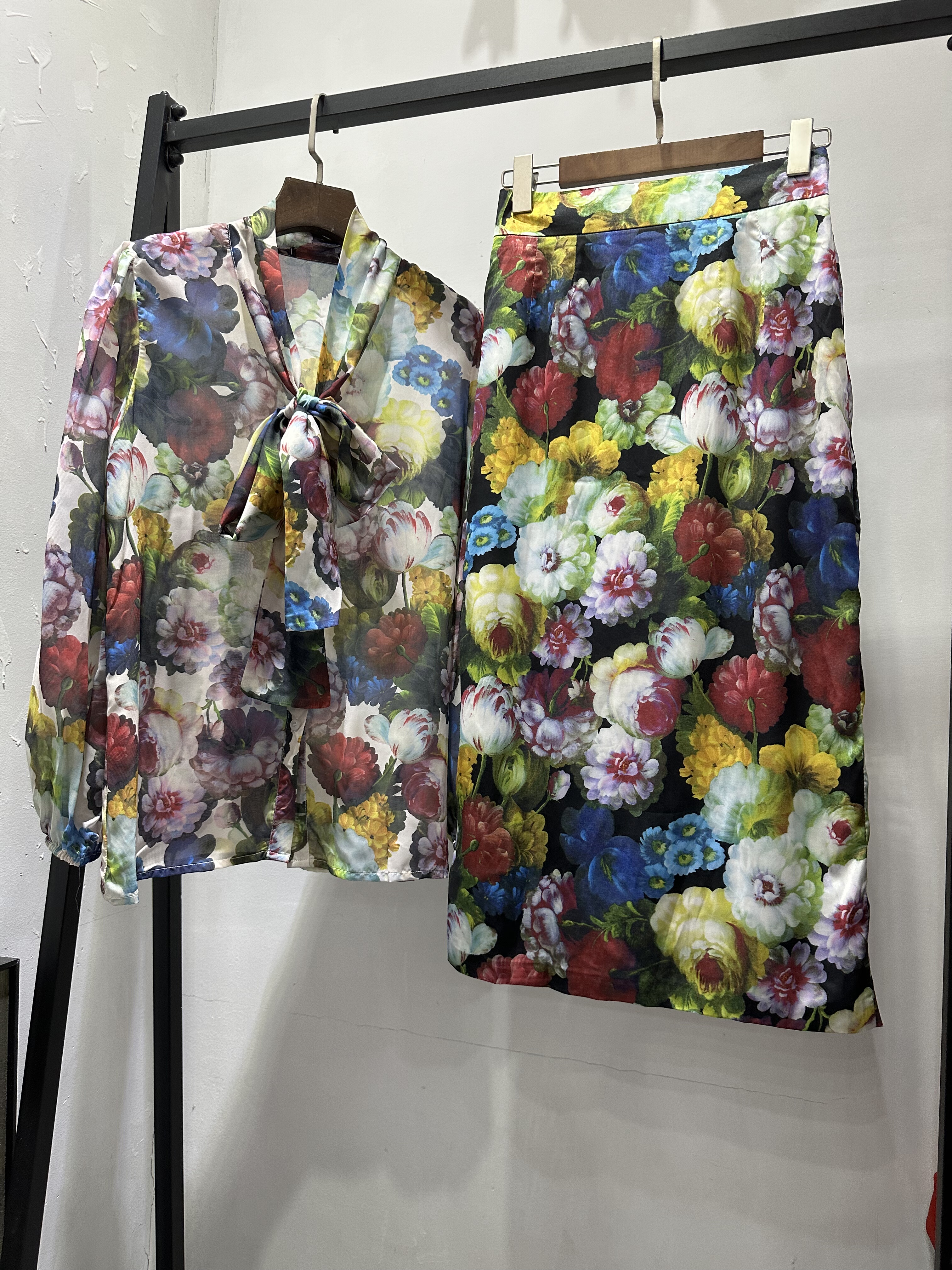 印花绑带长袖衬衫+半裙套装,女装/女士精品,时尚套装,淘宝优惠券,粉丝福利购,淘宝优惠卷