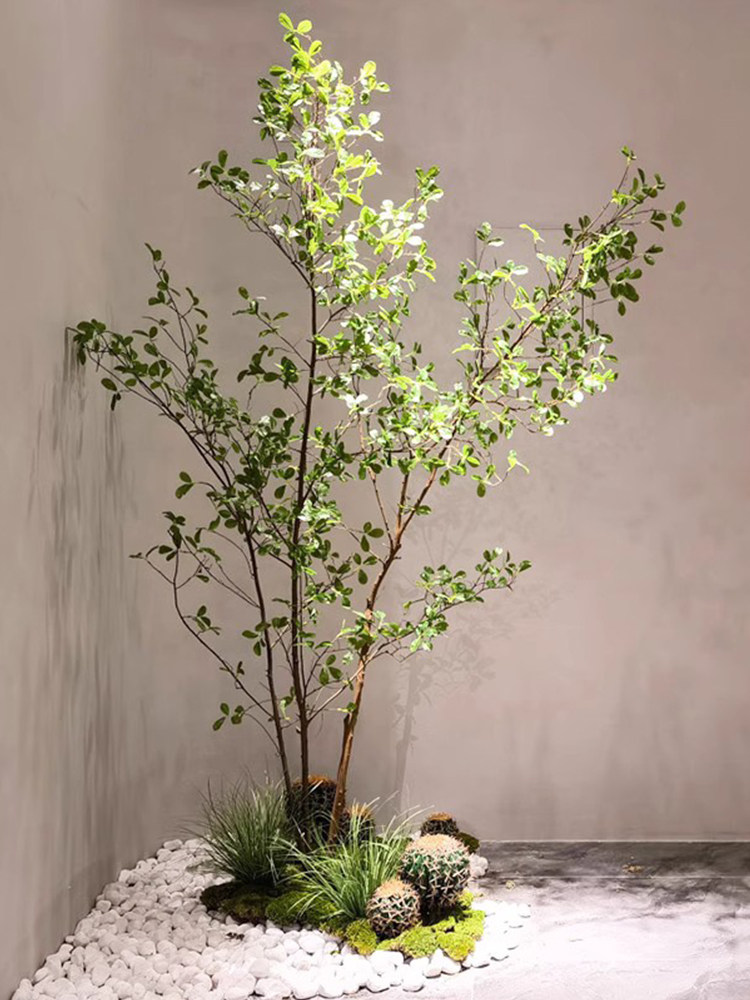 仿真绿植造景吊钟马醉木室内大型假树楼梯下景观植物转角装饰定制