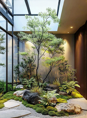 仿真绿植景观别墅地下室天井装饰