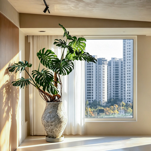 植觉造物室内大型野屿龟背竹仿真绿植高级假树客厅景观盆栽摆件