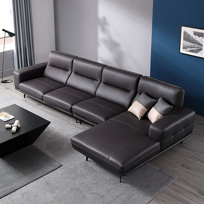 意式极简真皮沙发头层牛皮简约现代小户型客厅贵妃转角沙发